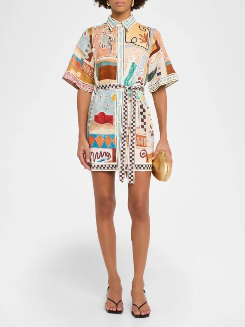 Alemais Michelle Linen Mini Shirtdress